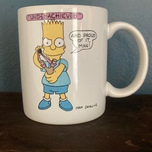Vintage 1990 Bart Simpson Coffee Cup Mug Underachiever